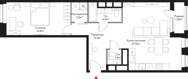 Квартира 65,3 м², 2-комнатная - изображение 1