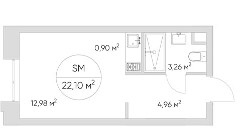 Квартира 22 м², студия - изображение 1