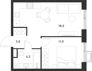 39,1 м², 1-комнатная квартира 12 300 000 ₽ - изображение 109