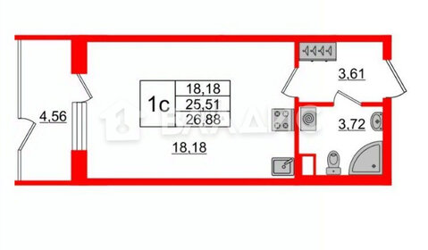 Квартира 24,7 м², студия - изображение 1