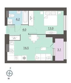 46 м², 1-комнатная квартира 6 990 000 ₽ - изображение 100