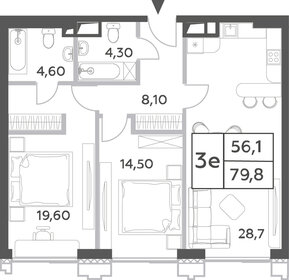 Квартира 79,8 м², 3-комнатная - изображение 1