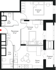 50,9 м², 2-комнатные апартаменты 16 188 738 ₽ - изображение 75