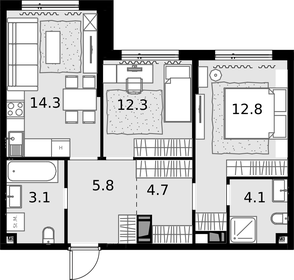 57,8 м², 2-комнатная квартира 16 500 000 ₽ - изображение 121