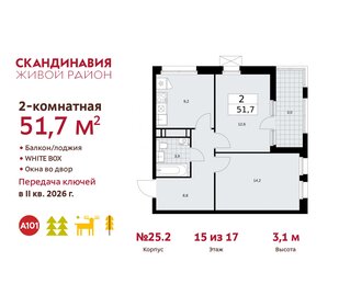 52,7 м², 2-комнатная квартира 15 400 000 ₽ - изображение 17