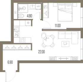 43,9 м², 1-комнатная квартира 19 478 430 ₽ - изображение 33