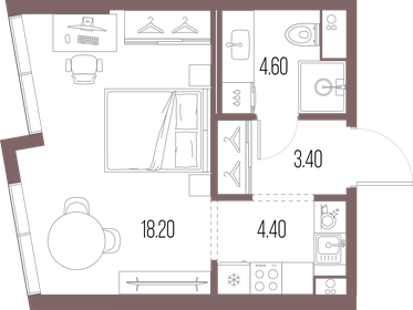 Квартира 30,6 м², студия - изображение 1