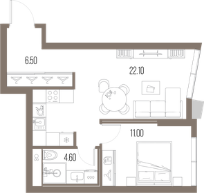 44,4 м², 1-комнатная квартира 19 265 160 ₽ - изображение 60