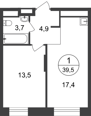 39,5 м², 1-комнатная квартира 11 462 640 ₽ - изображение 51
