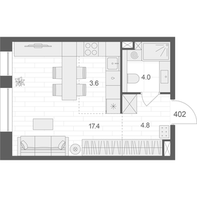 Квартира 29,8 м², студия - изображение 1