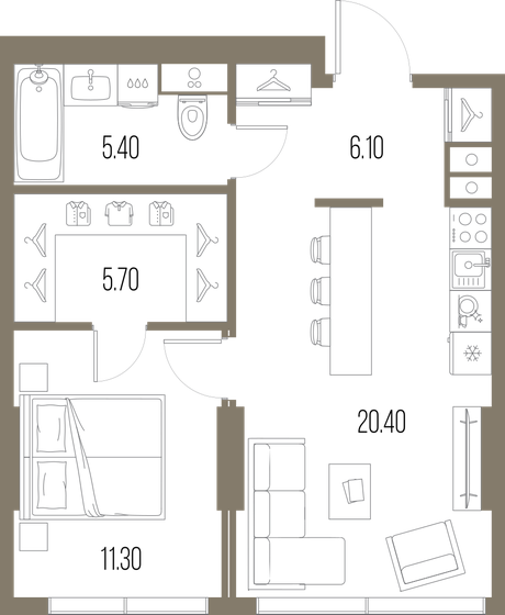 48,9 м², 1-комнатная квартира 23 633 370 ₽ - изображение 1