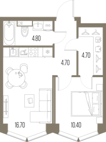 Квартира 41,3 м², 1-комнатная - изображение 1