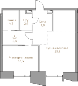 Квартира 58,8 м², 1-комнатная - изображение 1