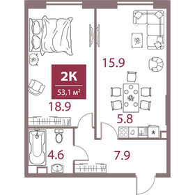 60 м², 2-комнатная квартира 26 000 000 ₽ - изображение 125