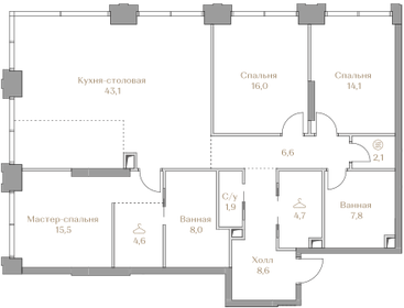 110 м², 3-комнатная квартира 105 597 480 ₽ - изображение 114