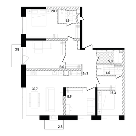 Квартира 126,2 м², 4-комнатная - изображение 1