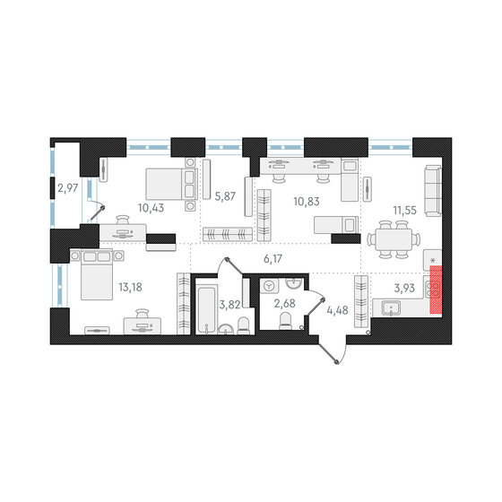 72,9 м², 4-комнатная квартира 12 850 000 ₽ - изображение 1