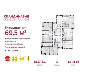 69,5 м², 3-комнатная квартира 18 371 992 ₽ - изображение 2