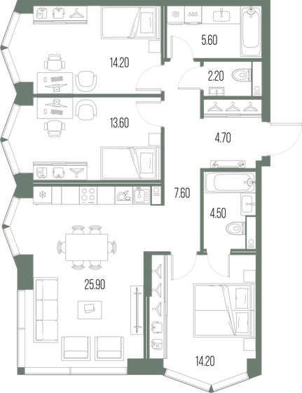 92,5 м², 3-комнатная квартира 38 017 500 ₽ - изображение 1