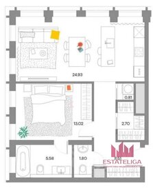 Квартира 57,4 м², 1-комнатная - изображение 1