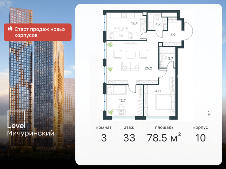 78,5 м², 3-комнатная квартира 38 208 056 ₽ - изображение 1