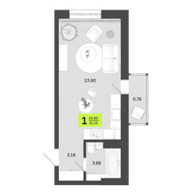 33,1 м², 1-комнатная квартира 5 501 240 ₽ - изображение 5