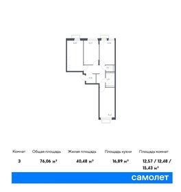 Квартира 76,1 м², 3-комнатная - изображение 1