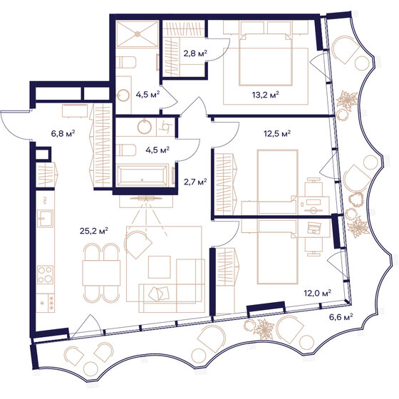 90,8 м², 3-комнатная квартира 47 143 600 ₽ - изображение 1