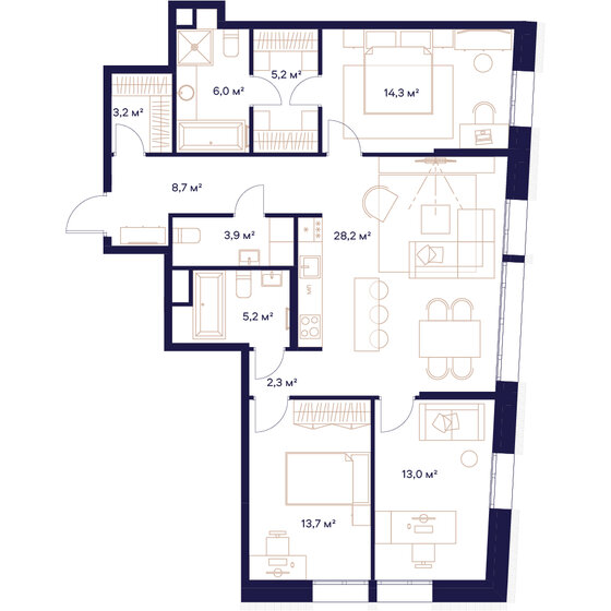 103,7 м², 3-комнатная квартира 45 620 600 ₽ - изображение 51