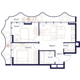 Квартира 59,6 м², 2-комнатная - изображение 1