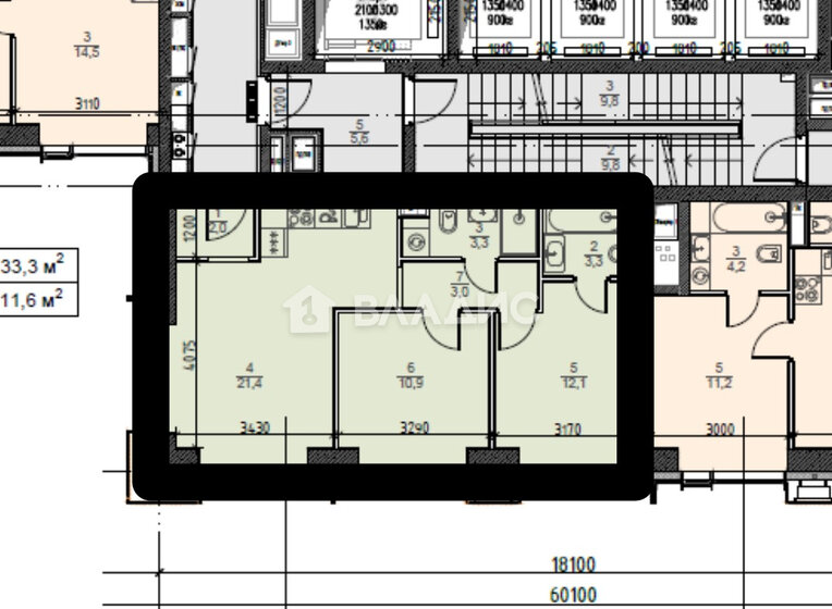 56 м², 2-комнатная квартира 16 912 500 ₽ - изображение 1