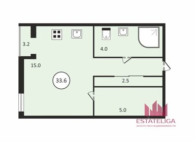 Квартира 33,6 м², студия - изображение 1