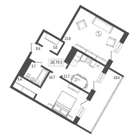 Квартира 79,5 м², 2-комнатная - изображение 2