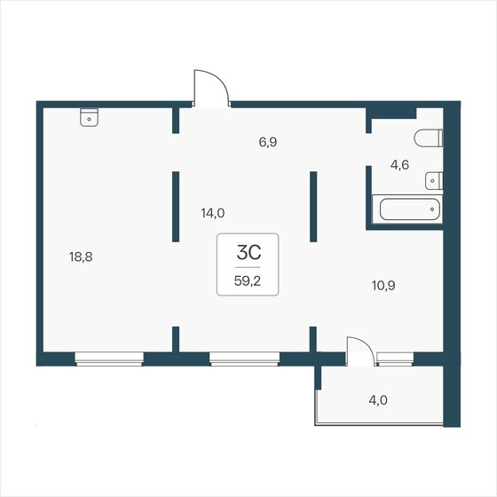 59,2 м², 3-комнатная квартира 5 700 000 ₽ - изображение 1
