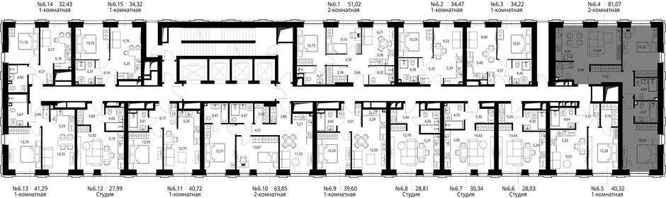 42,7 м², 1-комнатные апартаменты 16 902 540 ₽ - изображение 72