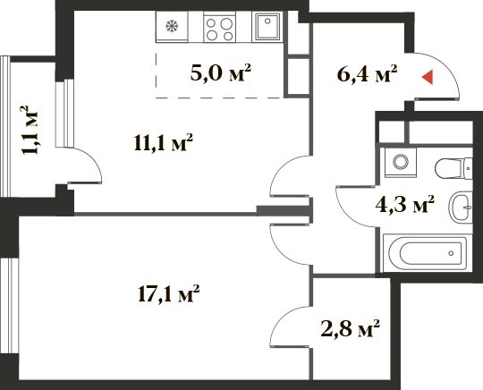 47,8 м², 2-комнатная квартира 12 307 432 ₽ - изображение 1