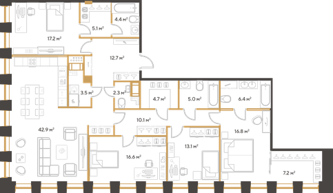Квартира 168 м², 4-комнатная - изображение 1