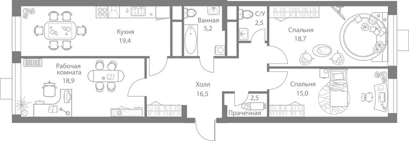 134 м², 4-комнатная квартира 130 000 000 ₽ - изображение 134