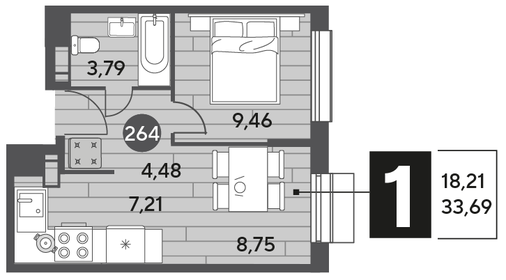 33 м², 1-комнатная квартира 4 100 000 ₽ - изображение 106