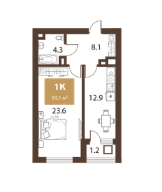 50,4 м², 1-комнатная квартира 14 863 503 ₽ - изображение 59