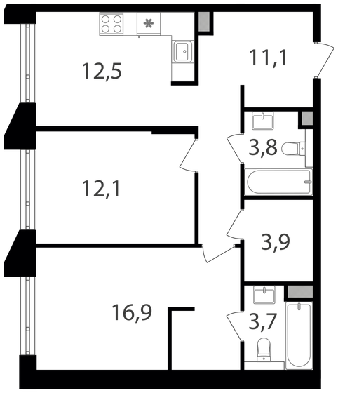 64 м², 2-комнатная квартира 28 089 600 ₽ - изображение 1