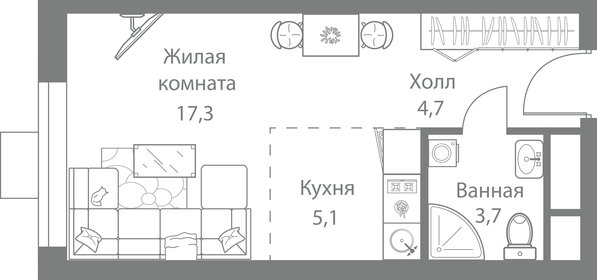 19,6 м², квартира-студия 6 500 000 ₽ - изображение 118