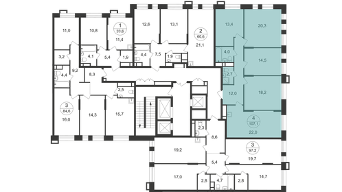 Квартира 107,1 м², 4-комнатная - изображение 2