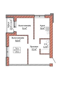 Квартира 52,2 м², 2-комнатная - изображение 1