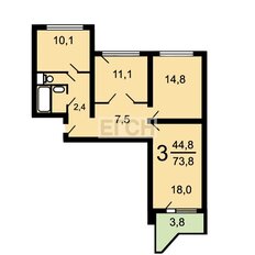 Квартира 71 м², 3-комнатная - изображение 3