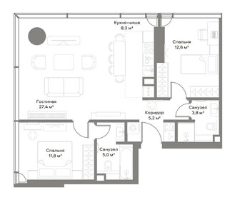 Квартира 74,5 м², 2-комнатная - изображение 2