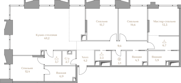 Квартира 154,6 м², 4-комнатная - изображение 1
