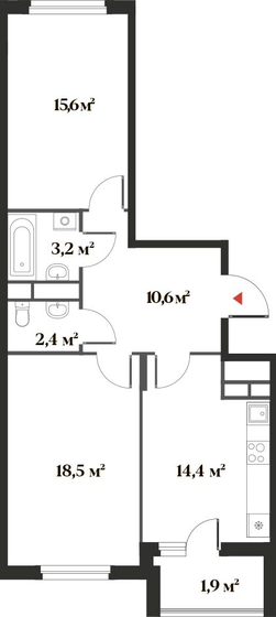 66,6 м², 2-комнатная квартира 15 583 604 ₽ - изображение 1