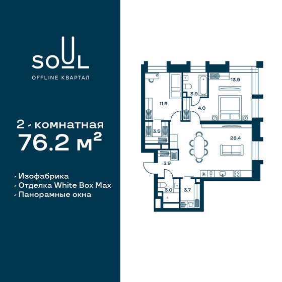 76,2 м², 2-комнатная квартира 40 081 200 ₽ - изображение 15