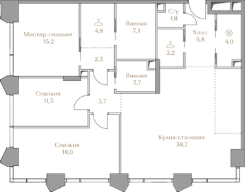 Квартира 119,6 м², 3-комнатная - изображение 1